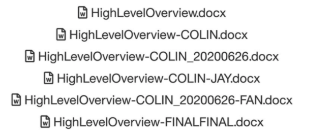List of file names that get increasingly more complex, HighLevelOverview_Final, HighLevelOverview_FINALFINAL, etc.